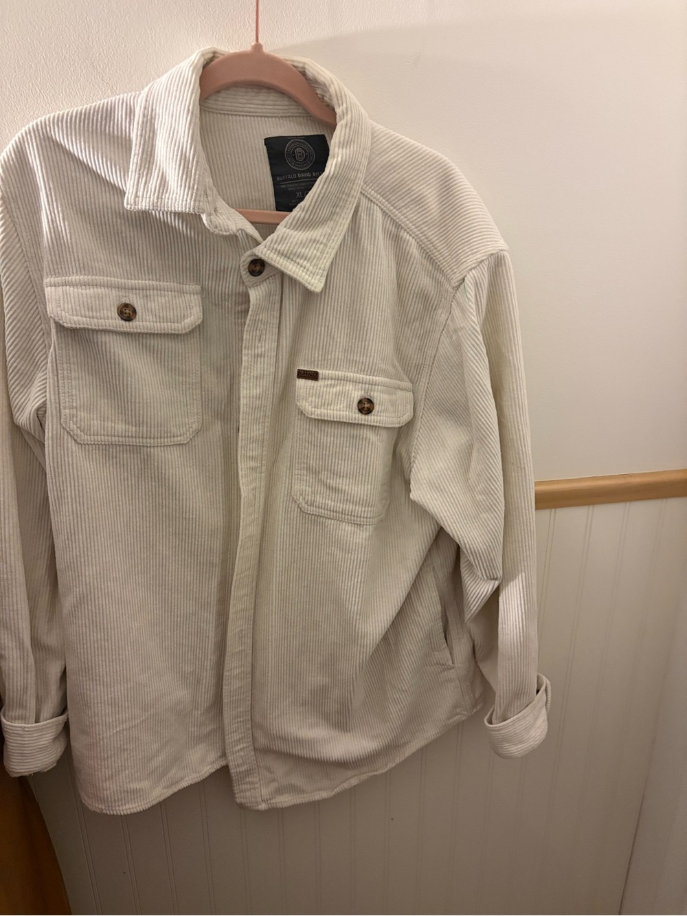 Buffalo David Bitton Men’s XL Cream Corduroy Shirt Jacket Shacket